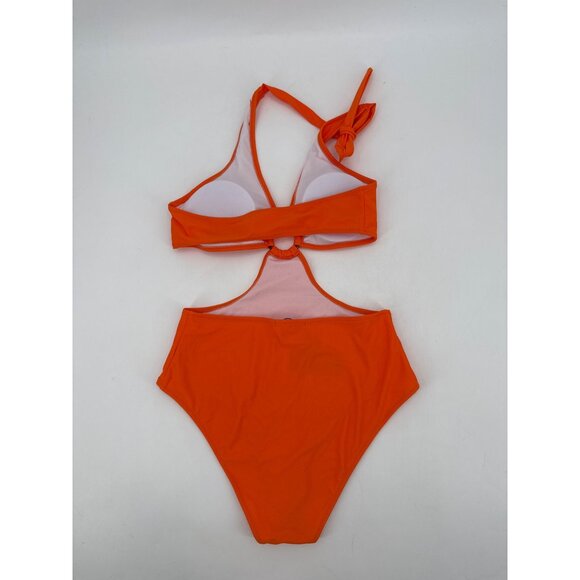 Orange Aimage One-Piece Swimsuit With Ring Detail Cutout Design Medium - Picture 4 of 7